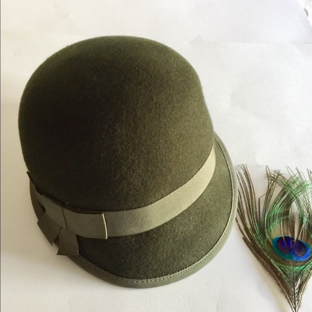 Felt Cloche Hat Olive Green